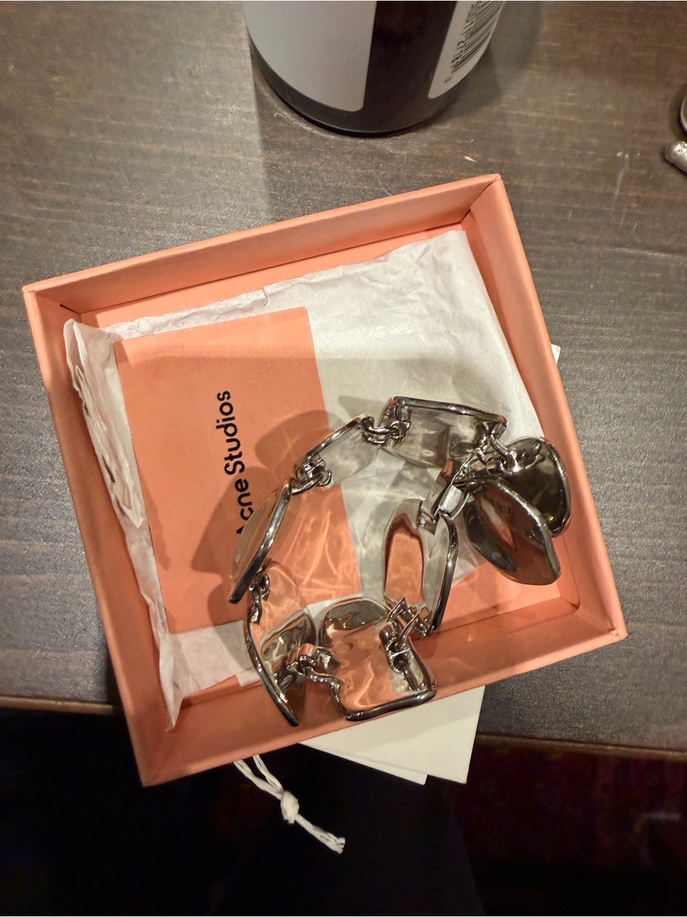 Acne Studios Brass Croco Scale Bracelet Silver